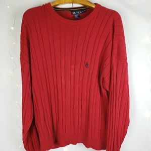 Nautica Red Cable Knit Sweater